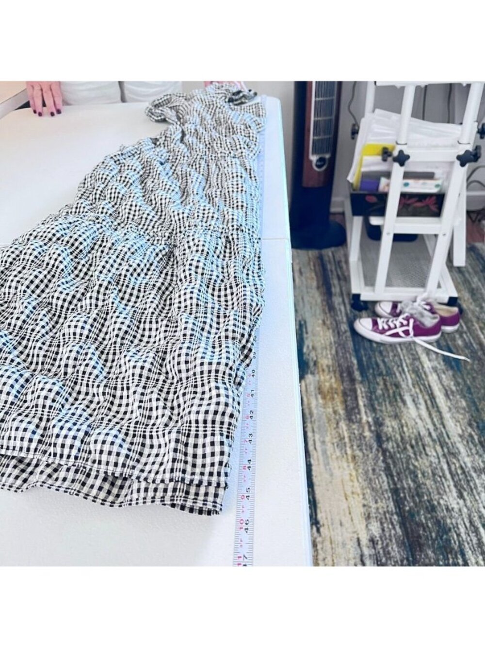 Coquette Womens 12 B&W Gingham Tiered Maxi Dress Cottagecore Milkmaid Feminine - Picture 11 of 15